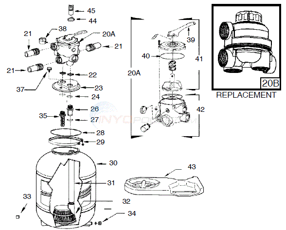 Muskin Sand Filter System, FS506-6 and other Models Diagram