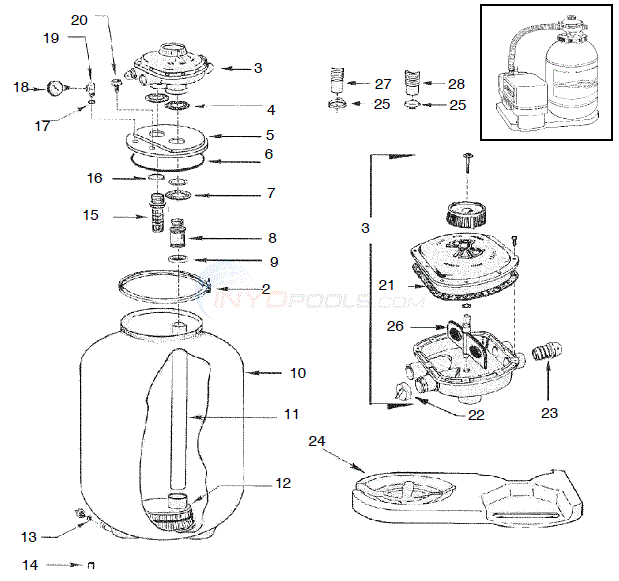 Muskin Sand FIlter System, FS568-6 and other Models Diagram