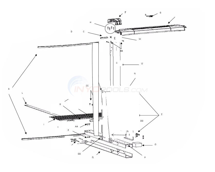 Opus 18'x33' Yardmore Oval 52" Wall (Resin Top Rail, Steel Upright) Diagram