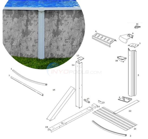 Ponderosa 12'x24' Oval  (Steel Top Rail, Steel Upright) Diagram