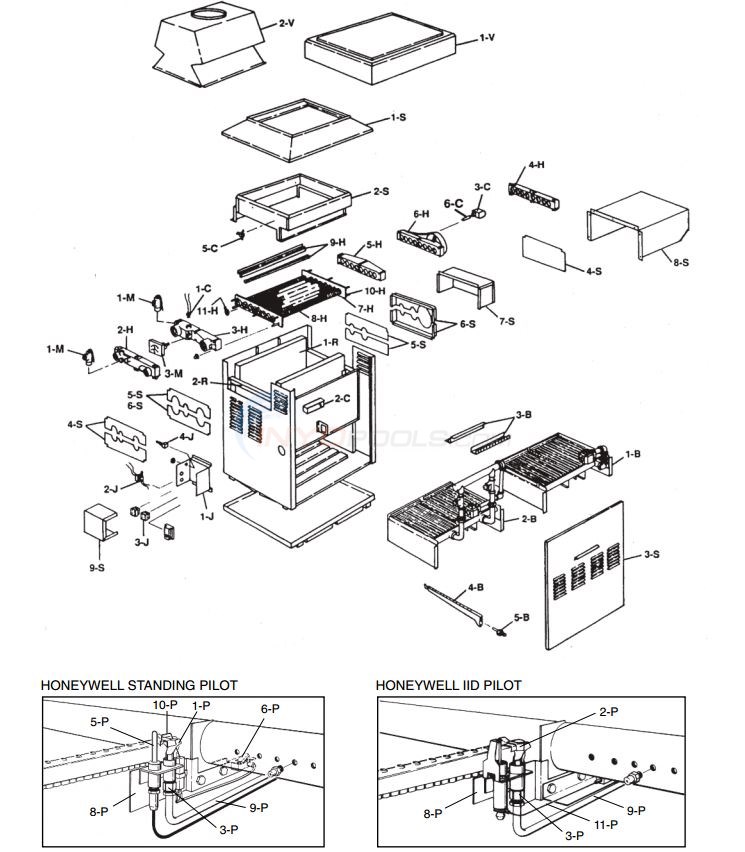 Raypak Commercial Heaters Models T, Ta, Tb, Tc, Td, Tx, WT, THWS, TIP, TIPR Diagram