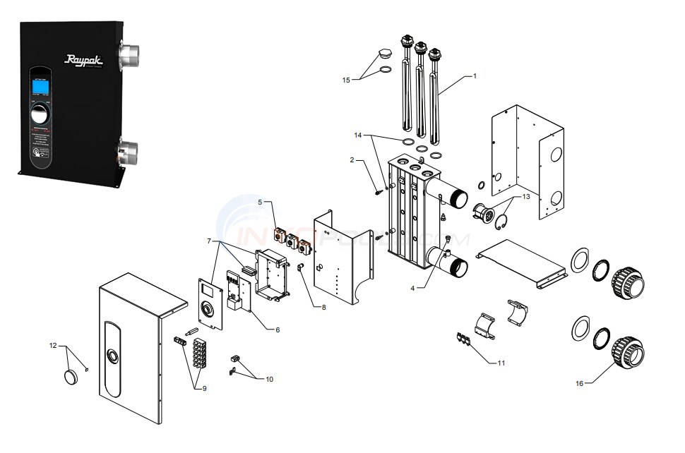 Raypak E3T Digital Heater - ELS 0018 and ELS 0027 Diagram