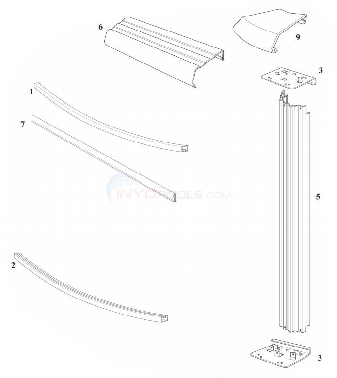 Relaxing Meadow 8' Round 48" Wall / Leslies Pools (Steel top Rail, Steel Upright) Diagram