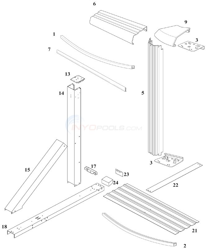 Reprieve & Concord 52 12'x24' Yardmore Oval w/ Buttress (Steel Top Rail, Steel Upright) Diagram
