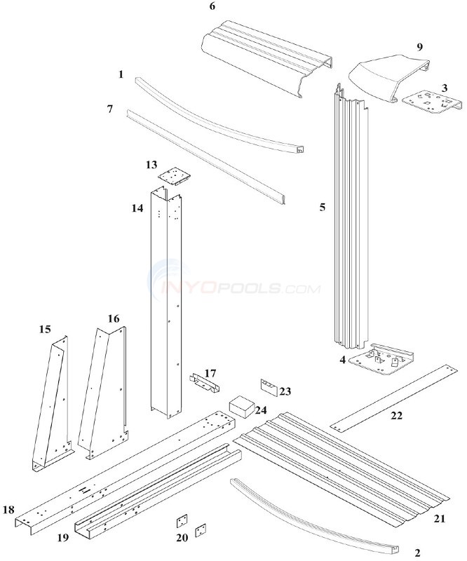 Reprieve 54 12'x24' Yardmore Oval (Steel Top Rail, Steel Upright) Diagram