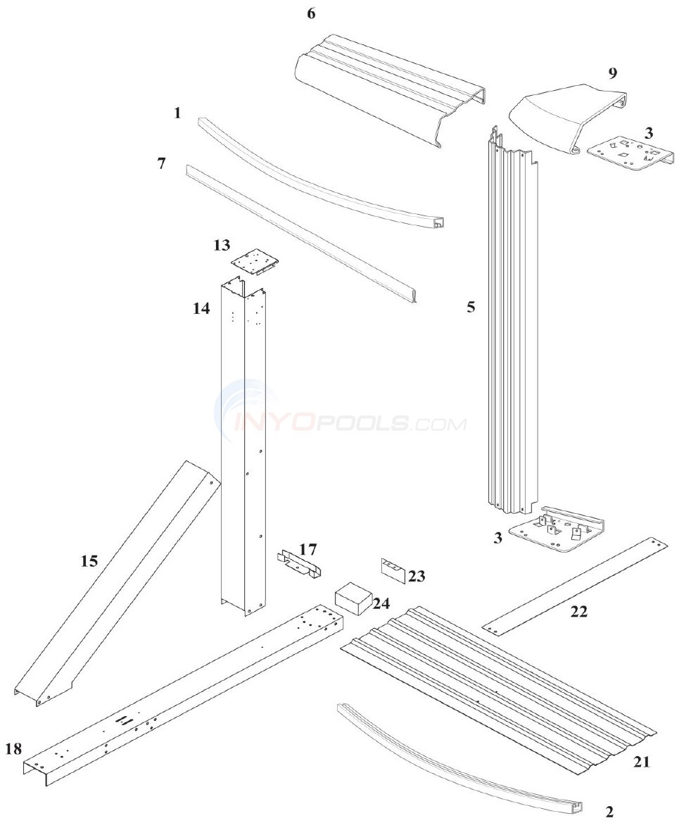 Reprieve 12'x24' Yardmore Oval w/ Buttress (Steel Top Rail, Steel Upright)  Diagram