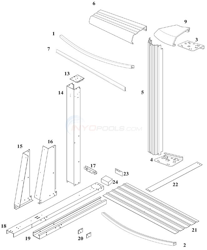 Reprieve & Concord 48 12'x24' Yardmore Oval (Steel Top Rail, Steel Upright) Diagram