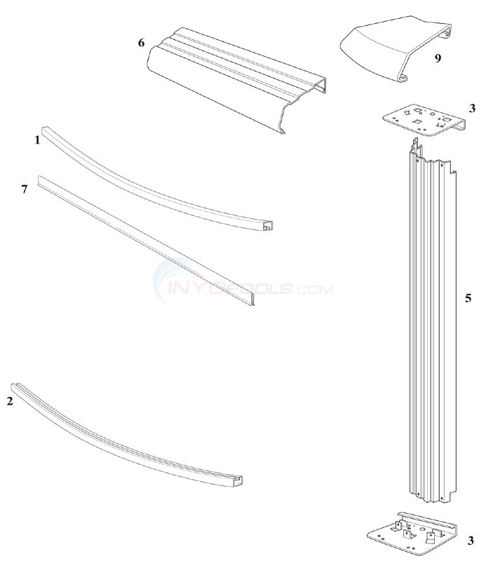 Reprieve, Concord, & Captiva 24' Round 48" Wall (Steel Top Rail, Steel Upright) Diagram