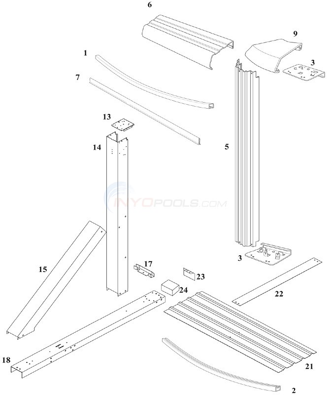 Reprieve, Concord, Captiva, & Tiburon 48 12'x24' Yardmore Oval w/ Buttress (Steel Top Rail, Steel Up Diagram