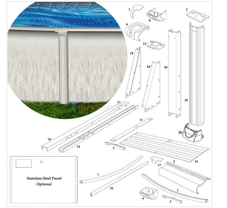 Riverside STR 52" 15'x26' Buttressless Oval (Steel Top Rail, Steel Upright) Diagram