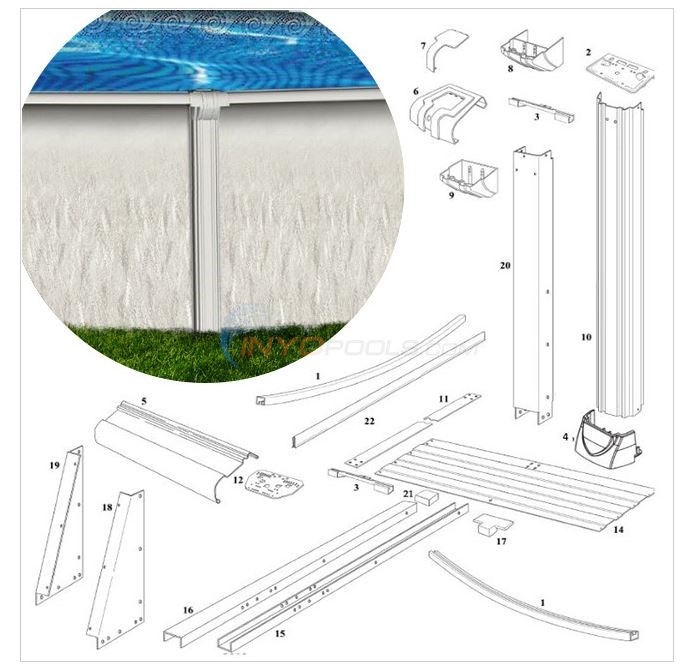 Riverside 52" 15'x30' Buttressless Oval (Steel Top Rail, Steel Upright)  Diagram
