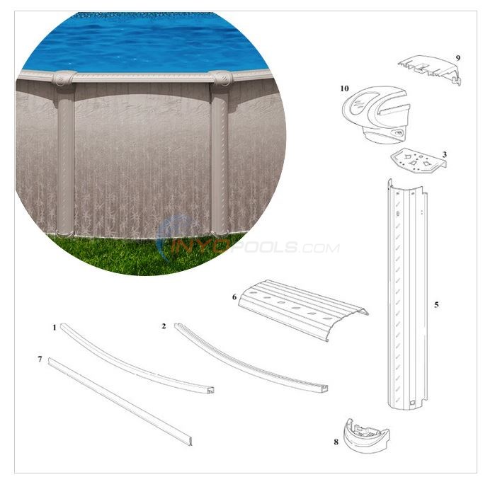 Sahara 54" 27' Round (Aluminum Top Rail, Aluminum Upright) Diagram