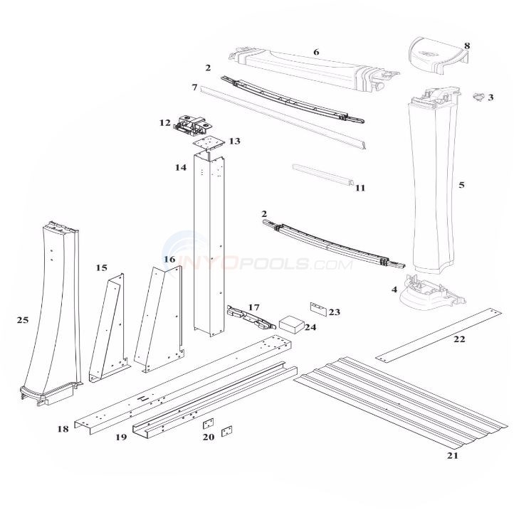 Seneca 54" 15'x26' Yardmore Oval (Resin Top Rail, Resin Upright) Diagram