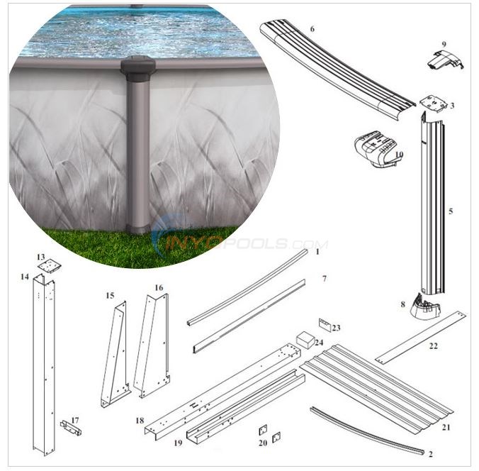 Serena STR 52" 15'x26' Yardmore Oval (Steel Top Rail, Steel Upright)  Diagram