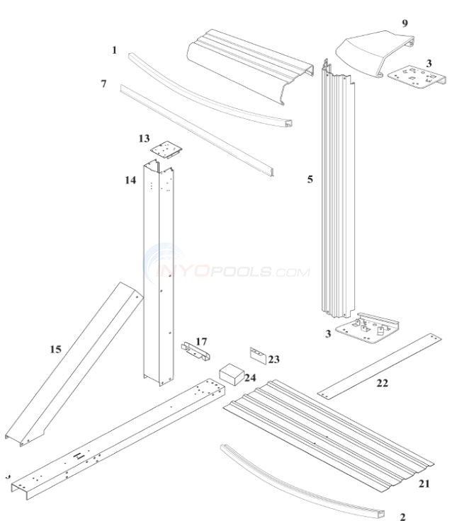 Solstice 48" 18'x33' Oval w/ Buttress (Steel Top Rail, Steel Upright) Diagram