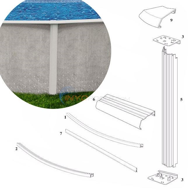Solstice 52" 8' Round (Steel Top Rail, Steel Upright)  Diagram