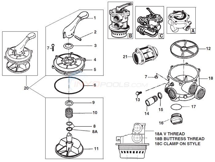Hayward 1 1/2" Vario-Flo Pool Filter Valve SP0710 SP0710X SP0711 SP0712 Kit 