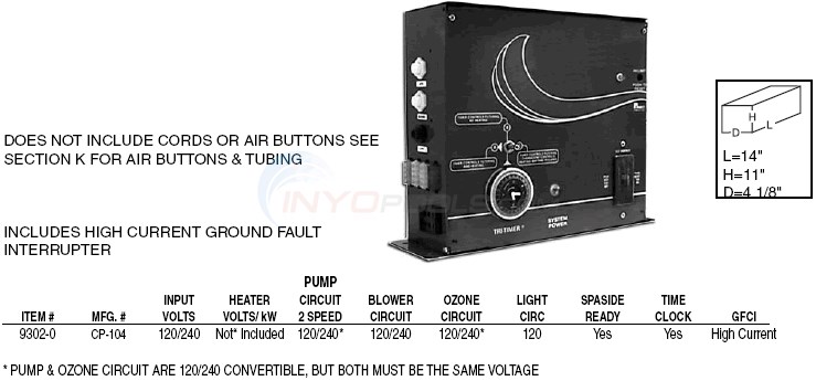 Brett Aqualine Air Control CP-104TCHIG Diagram