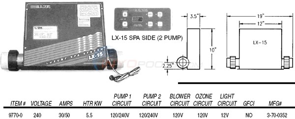 Spa Builders Electronic Control LX-15 Series Diagram