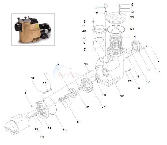 Speck Model 93 Bronze Commercial Pump Parts - INYOPools.com
