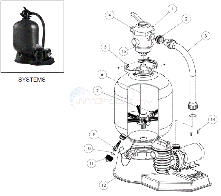 StaRite CristalFlo II Top Mount Sand Filter System Parts
