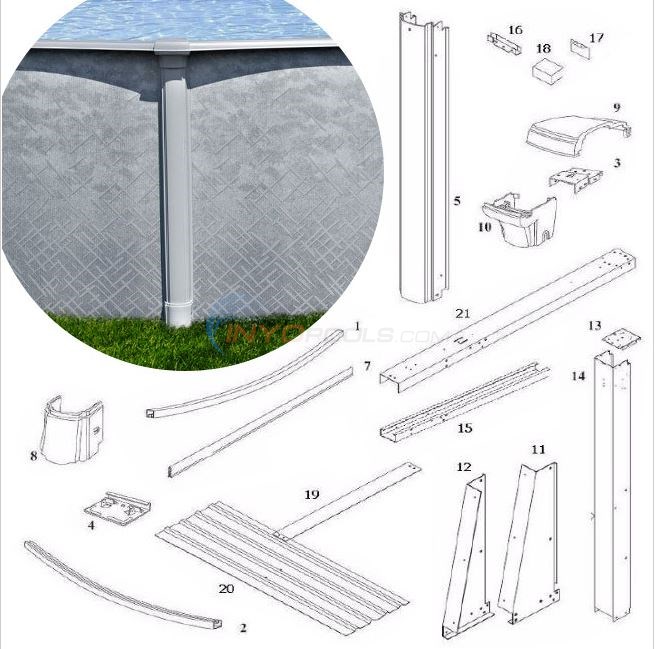 Summerfield 52" 15'x30' Yardmore Oval (Steel Top Rail, Steel Upright)  Diagram
