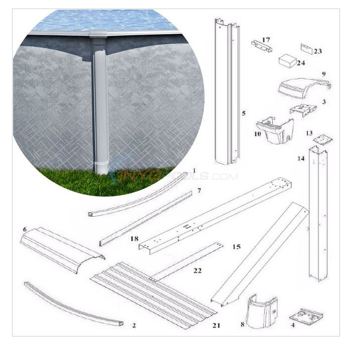 Summerfield 52 15'x24' Oval w/ Buttress (Steel Top Rail, Steel Upright) Diagram