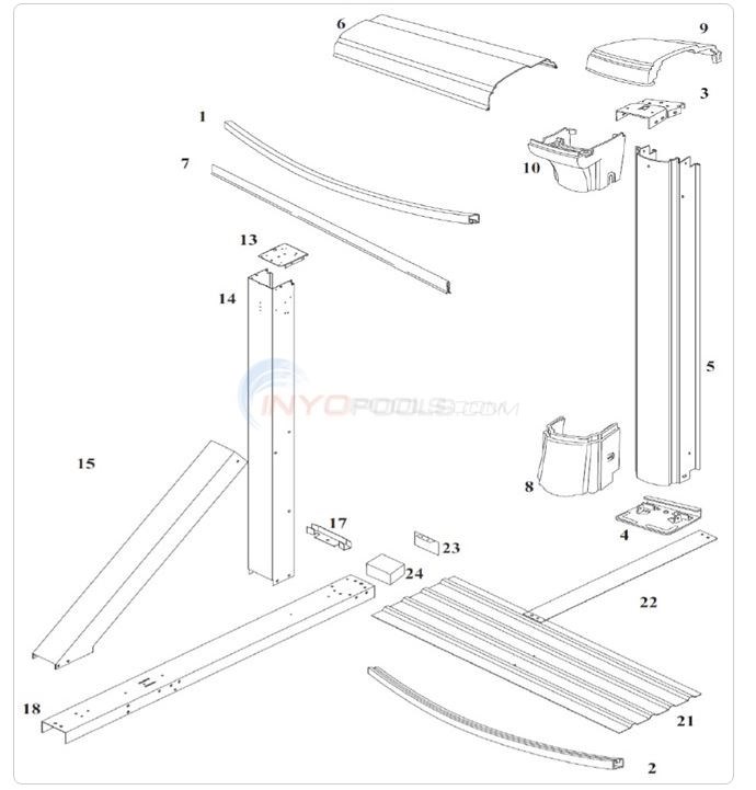 Summerfield 54" Wall 15'x26' Oval w/ Buttress (Resin Top Rail, Steel Upright) Diagram