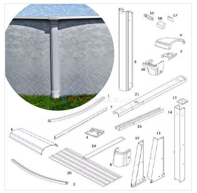 Summerfield 52 8'x12' Oval (Steel Top Rail, Steel Upright) Diagram