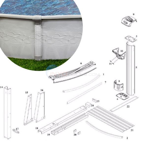Super Nova 15'x26' Yardmore Oval 52" (Resin Top Rail, Wall Printed Steel Upright)  Diagram