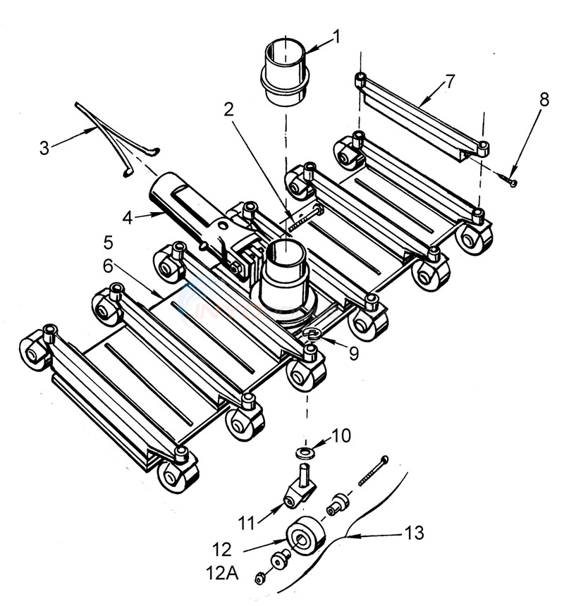 Swivel Wheel Flexible Vacuums. Model 250, 250 Diagram