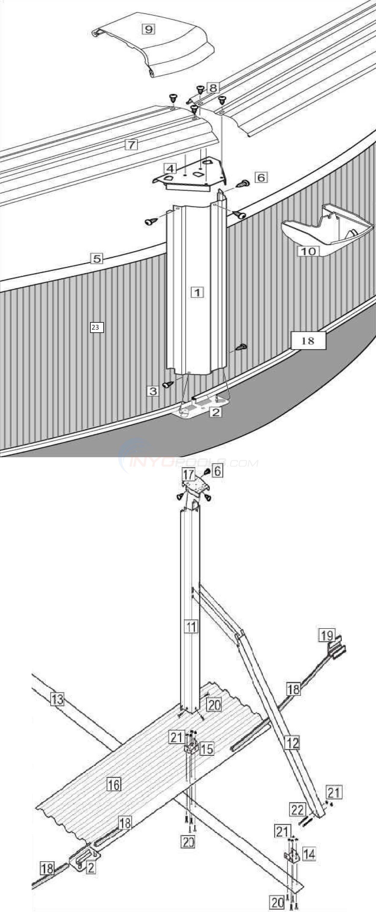 Urbania 12'x24' Oval (Steel Top Rail, Steel Upright) Diagram