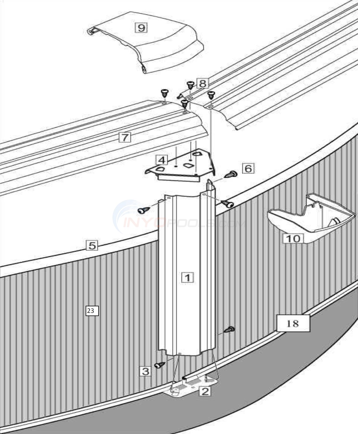 Urbania 21' Round 52" Wall (Steel Top Rail, Steel Upright) Diagram