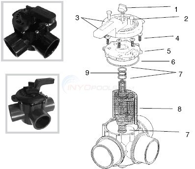 Compool / Pentair Diverter Valve – 1-1/2" & 2" Diagram