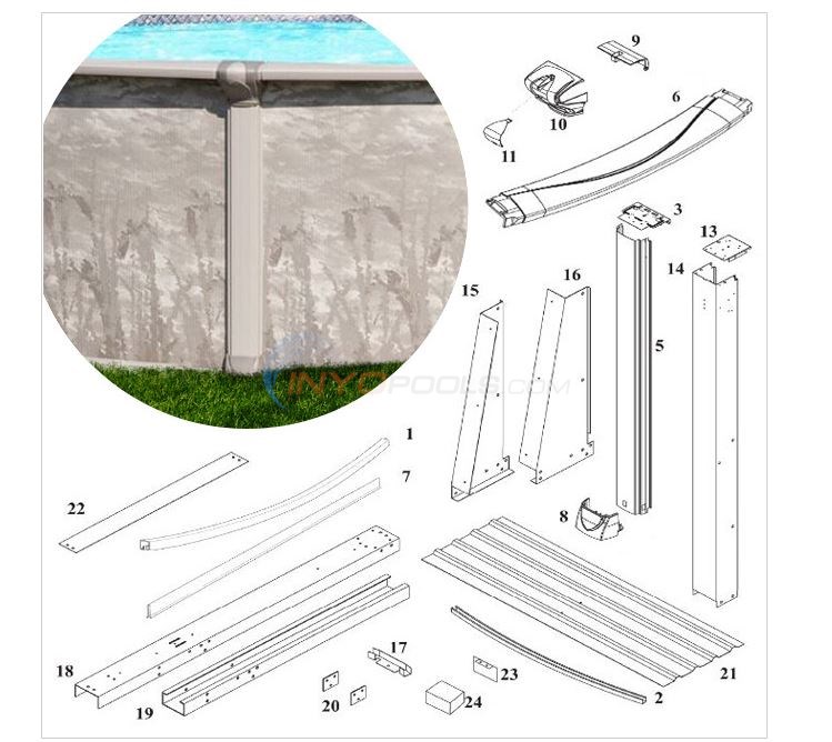 Venture 54 15'x26' Yardmore Oval (Resin Top Rail, Steel Upright) Diagram