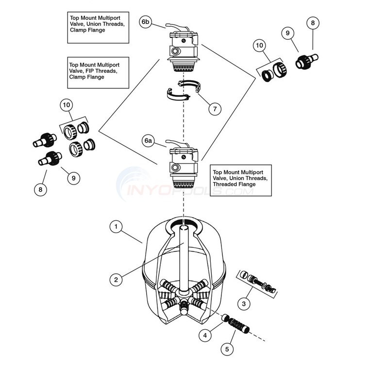 Waterco Thermoplastic Series Top Mount Parts