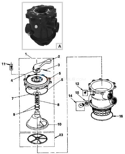 Waterway 2" Top Mount, Smart Clean Sand, WVS004 Diagram