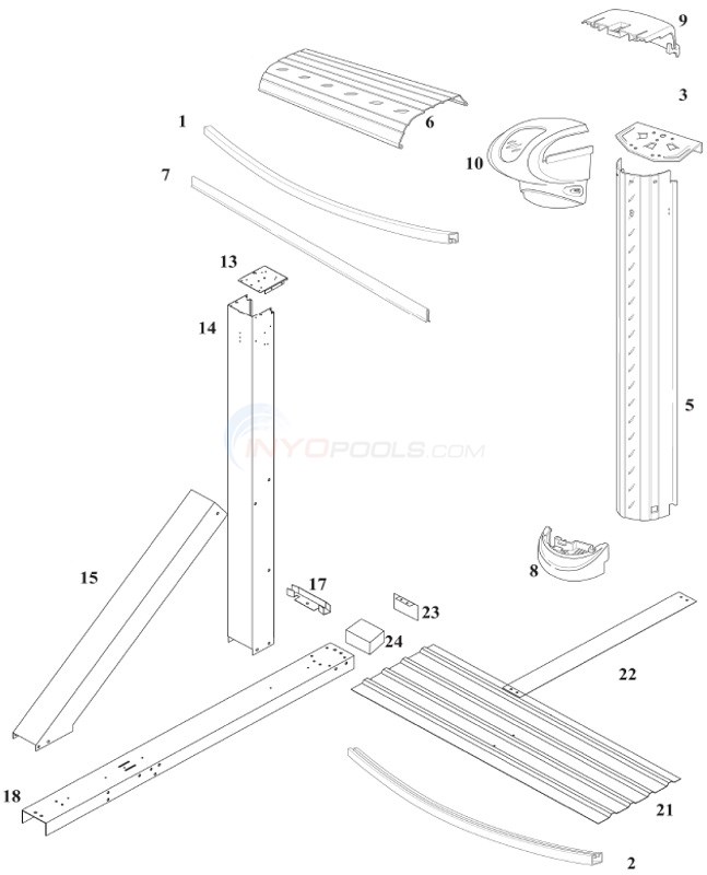 Heritage 18'x33' Yardmore Oval w/ Buttress (Resin Top Rail, Resin Upright)  Diagram