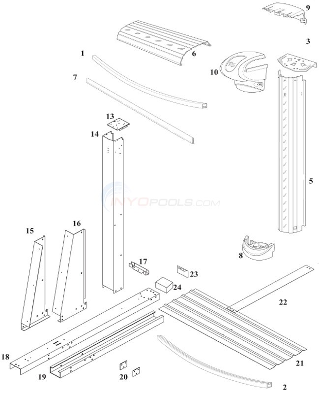 Heritage 18'x33' Yardmore Oval (Resin Toprail, Resin Upright) Diagram
