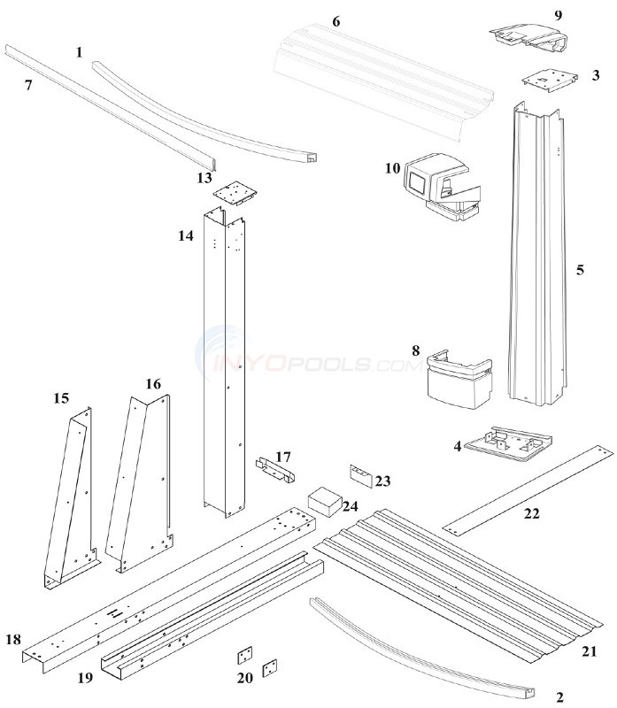 Escalade & Tahitian 18'x33' Oval (Resin Top Rail, Wall Printed Steel Upright)  Diagram