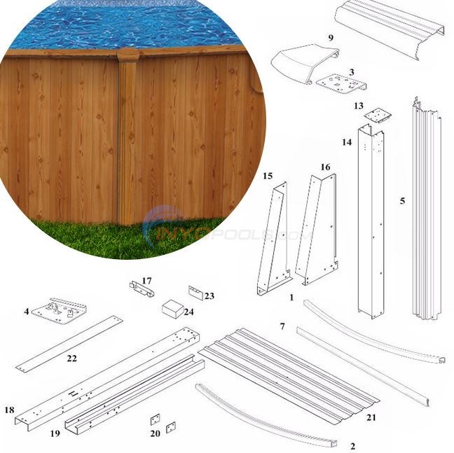 Woodlawn 48" 12'x24' Yardmore Oval (Printed Steel Top Rail, Printed Steel Upright)  Diagram