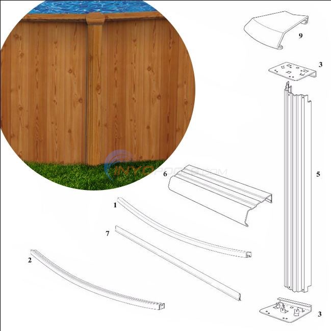 Woodlawn 8' Round 52" Wall (Printed Steel Top Rail, Printed Steel Upright) Diagram