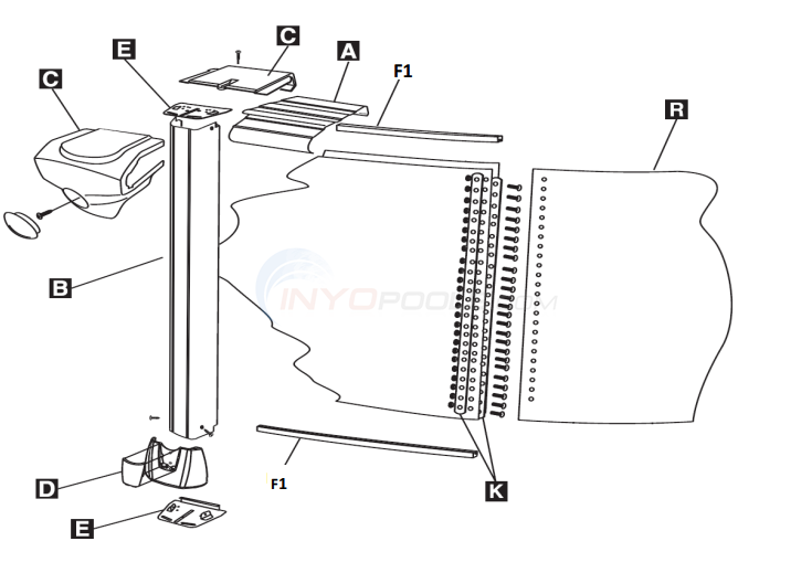 Zenith DLX 18' Round 52" (Steel Top Rail, Steel Upright) Diagram