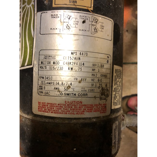A.O. Smith Century 1.0 HP Square Flange 48Y Up Rate EE Motor - UQC1102