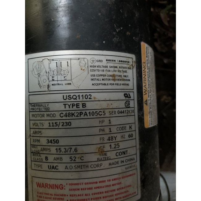 A.O. Smith Century 1.0 HP Square Flange 48Y Up Rate Motor - USQ1102