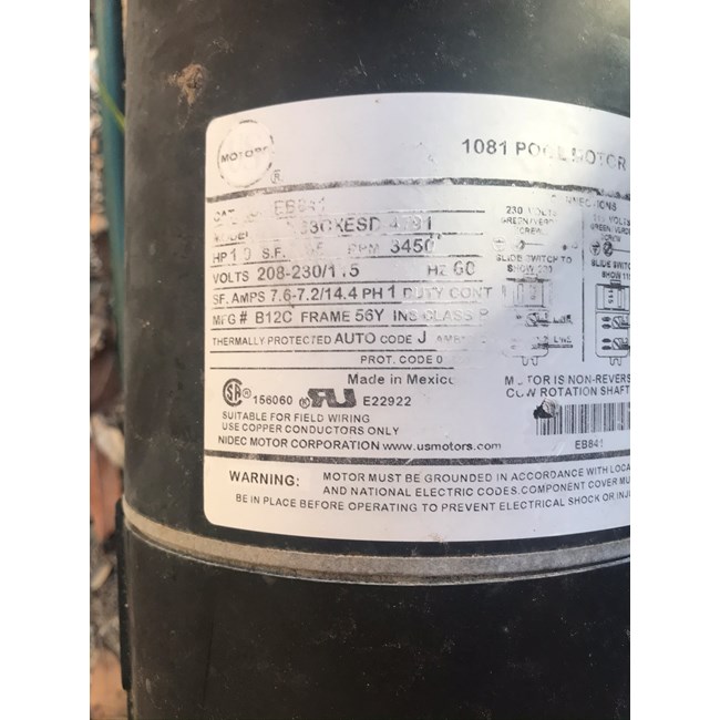 A.O. Smith Century 1.0 HP Square Flange 56Y Full Rate Motor - B2848