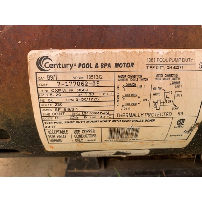 A.O. Smith Century 1.5 HP Round Flange 56J Dual Speed Full Rate Motor - STS1152R