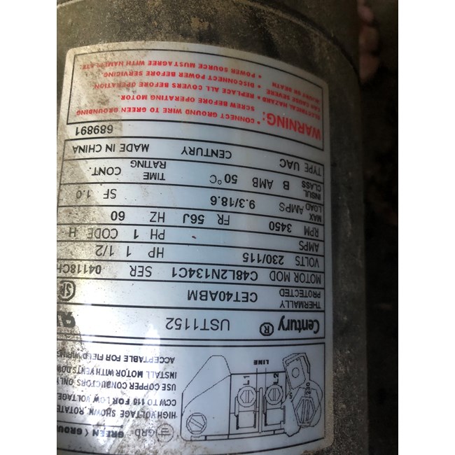 A.O. Smith Century 1.5 HP Round Flange 56J Up Rate Motor - UST1152