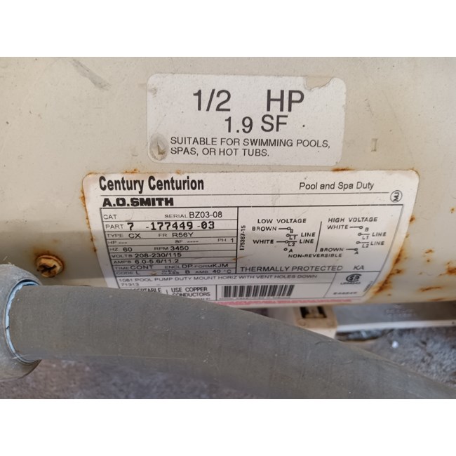 A.O. Smith Century 1/2 HP Square Flange 56Y Full Rate Motor - B2846