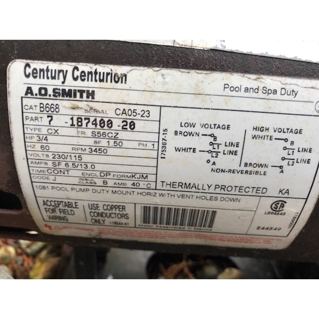 Century (A.O. Smith) Letro Booster Pump 3/4 HP Replacement Motor - B668